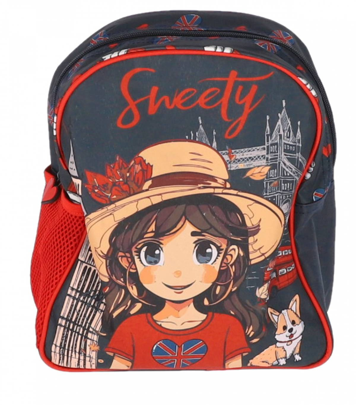 Ghiozdan cu un compartiment, pentru gradinita, colectia Sweety, buzunar lateral - imagine 5